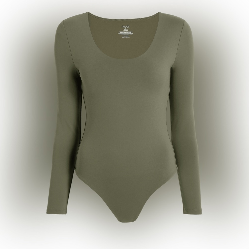 Nuuds Long Sleeve Scoop Neck Bodysuit Women’s Small Olive